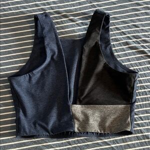 Outdoor Voices Colorblock Crop Top in Navy, Black & Gray